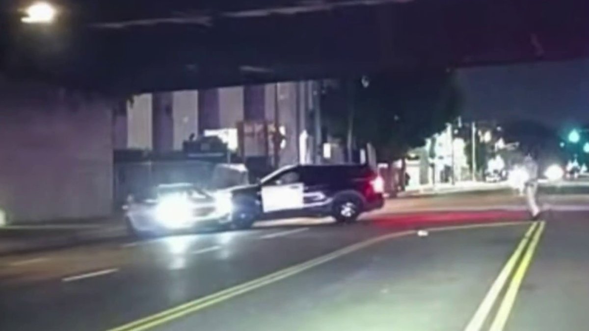 Dashcam video shows CHP cruiser and chase driver in PIT maneuver deadlock