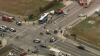 11 injured in crash between city bus and gravel semi-truck in Santa Clarita