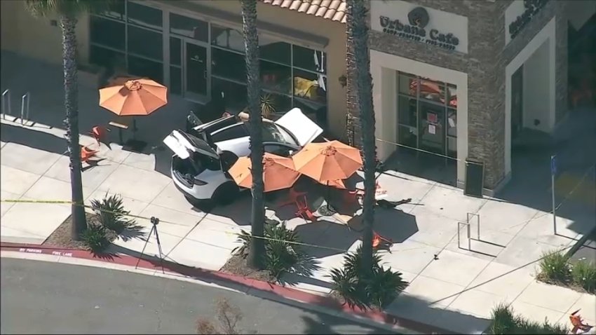 The driver of a Tesla killed one woman and injured five others after crashing into the building of a cafe in Simi Valley on Monday, June 29, 2026.