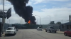 Dumpster fire burns for hours in Long Beach near LA River channel