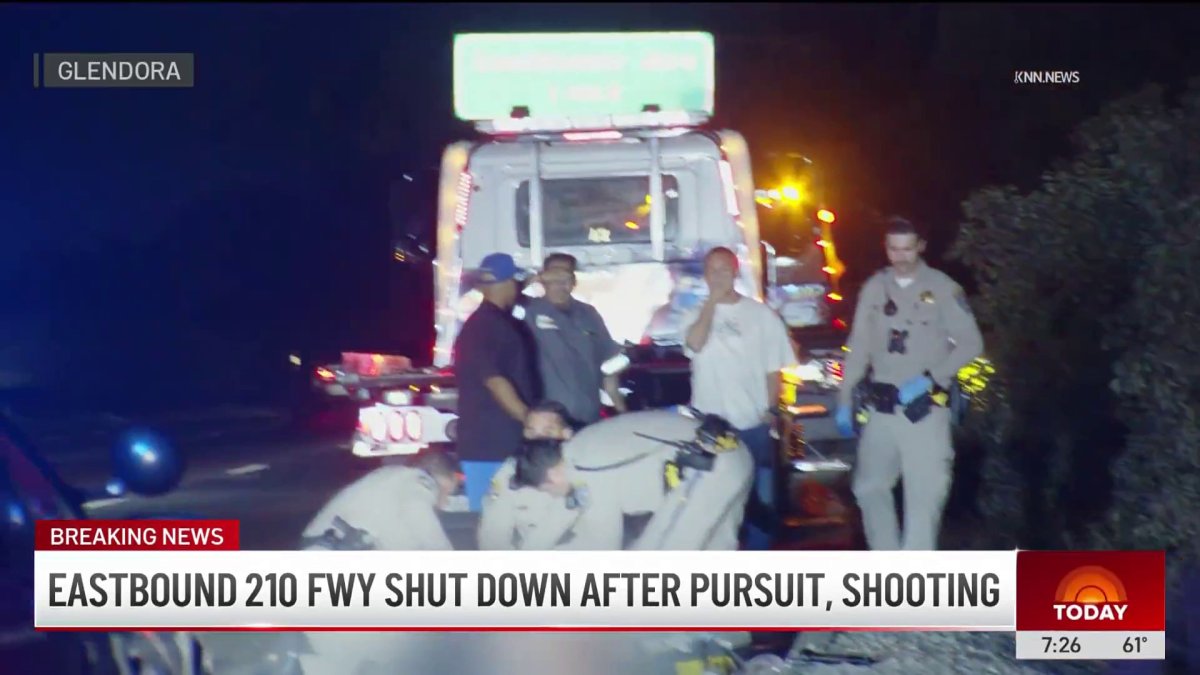 Eastbound 210 Freeway lanes shut down after pursuit and shooting