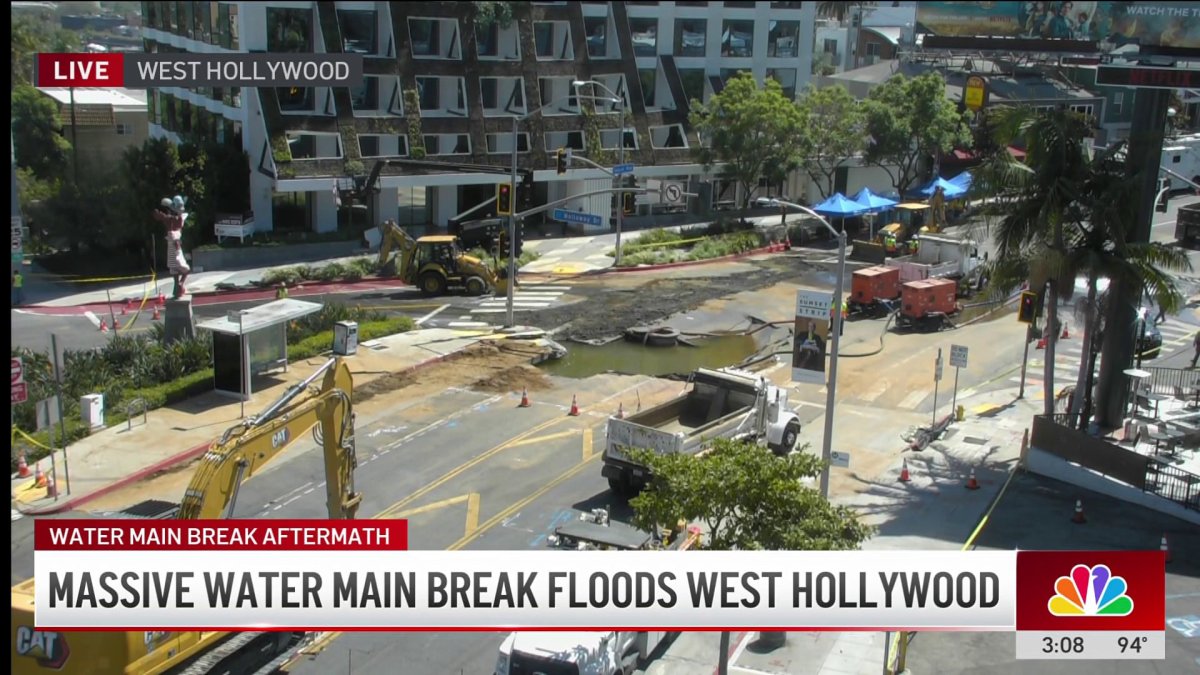 Sinkholes, muddy mess, damaged cars in West Hollywood