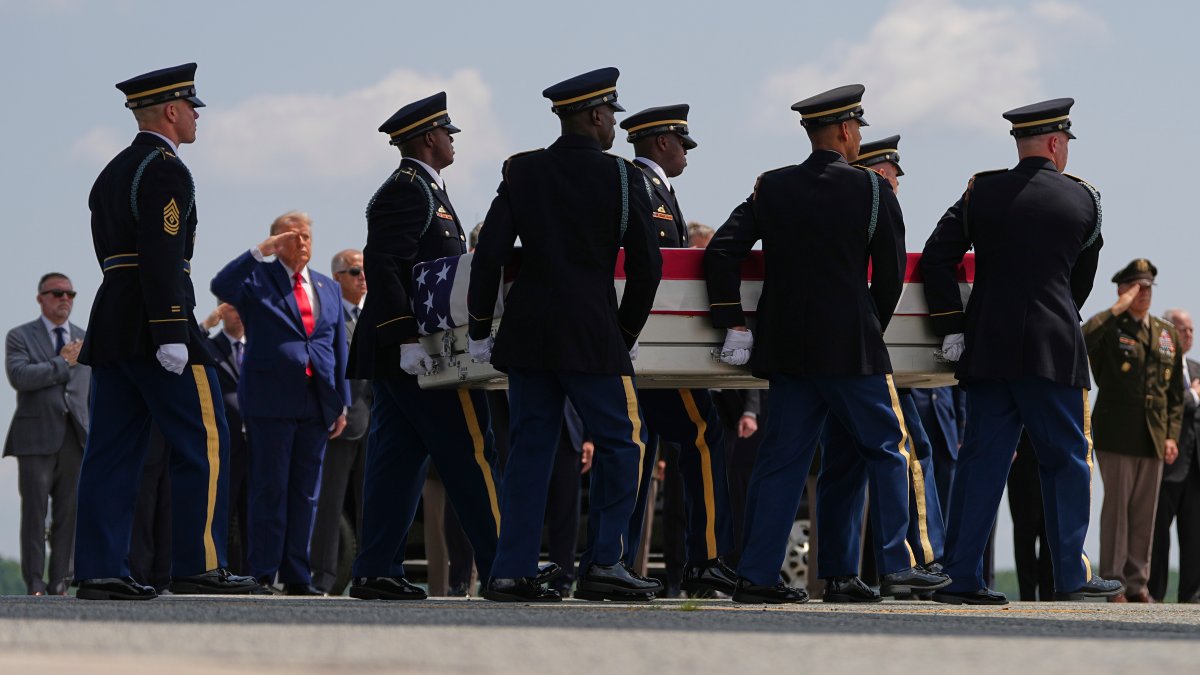 Trump attends dignified transfer as 4 U.S. troops killed in Iran war return home
