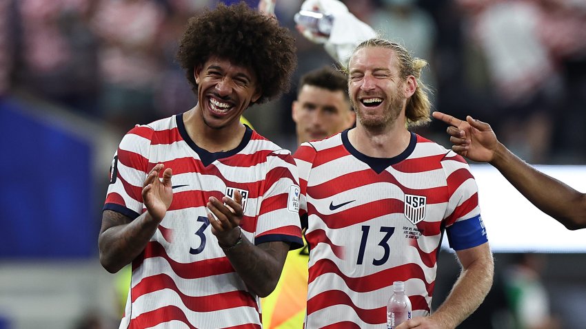 Chris Richards #3 and Tim Ream #13 of the United States.