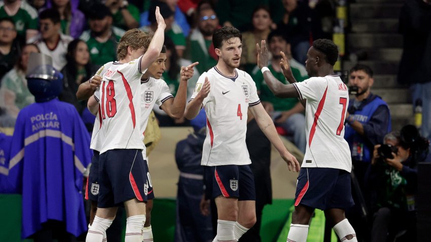 Jude Bellingham of England celebrates 1-0.