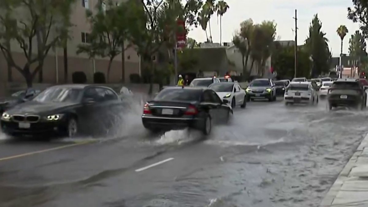 Water main break impacting street in Studio City