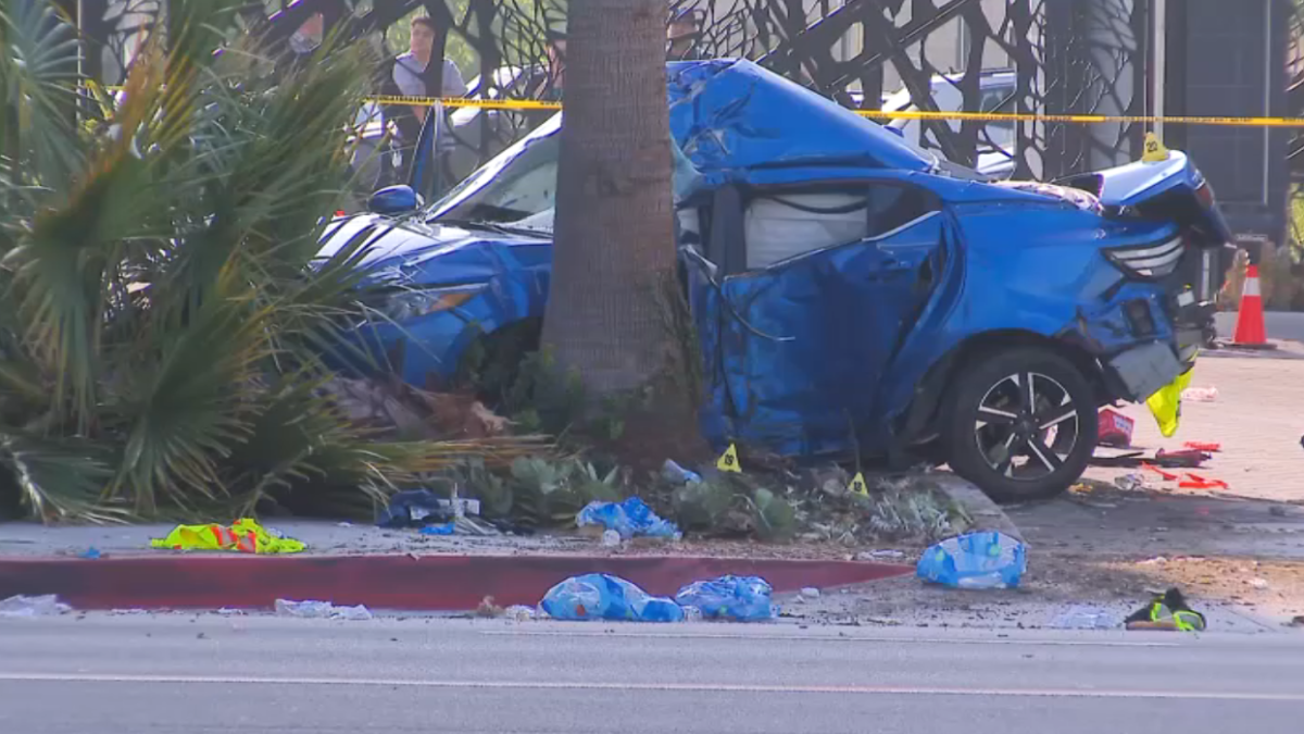 Driver killed in crash into palm tree at end of Pomona chase