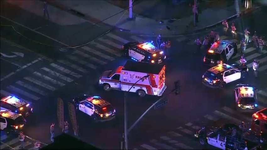 The scene in East Los Angeles where multiple people were shot on Sunday, July 5, 2026.