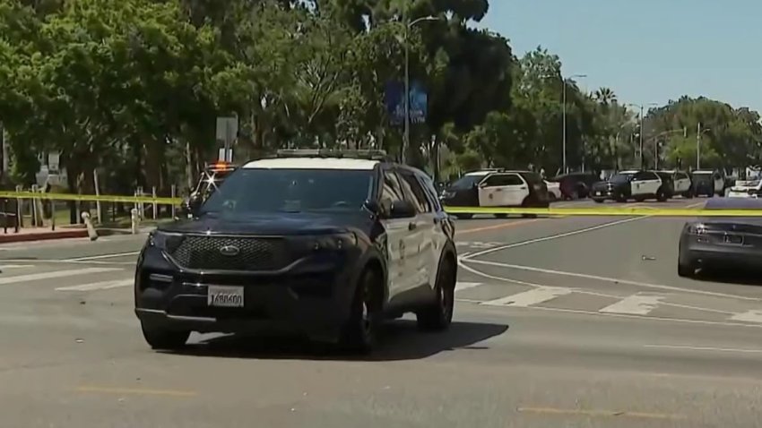 The scene of a standoff July 8, 2026 in MacArthur Park.