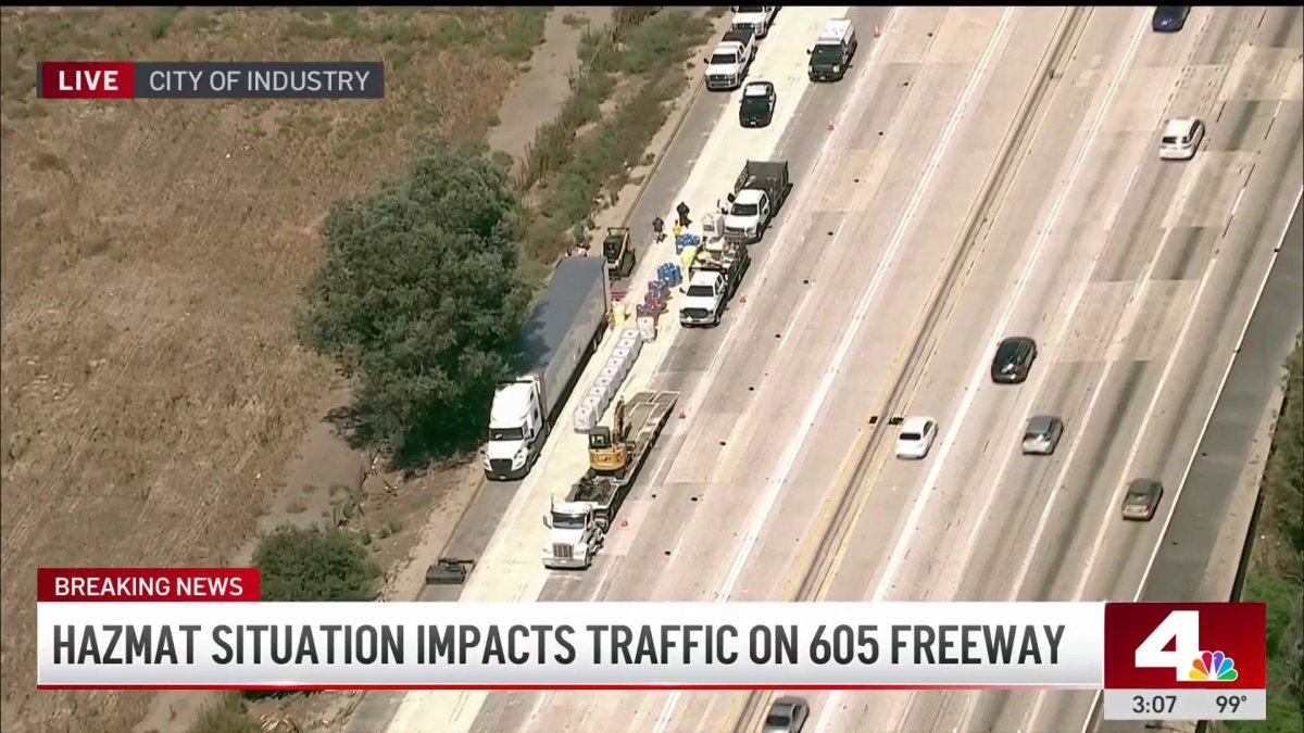 Hazmat situation impacts traffic on 605 Freeway