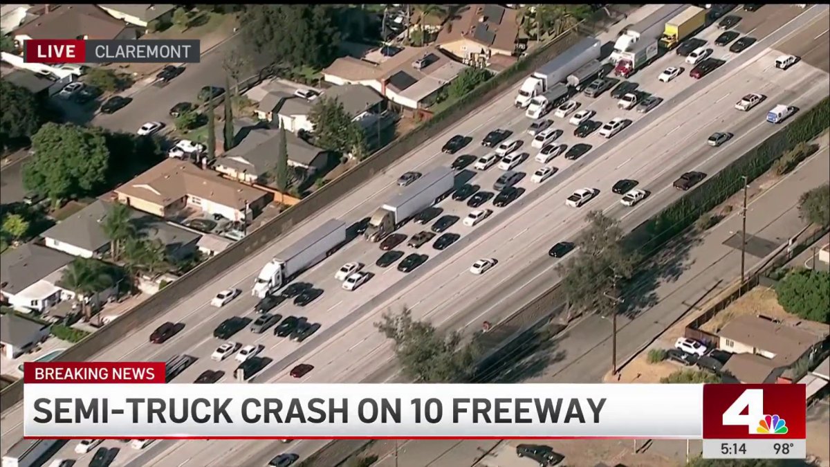 Person stuck inside semi-truck after 10 Freeway crash – NBC Los Angeles