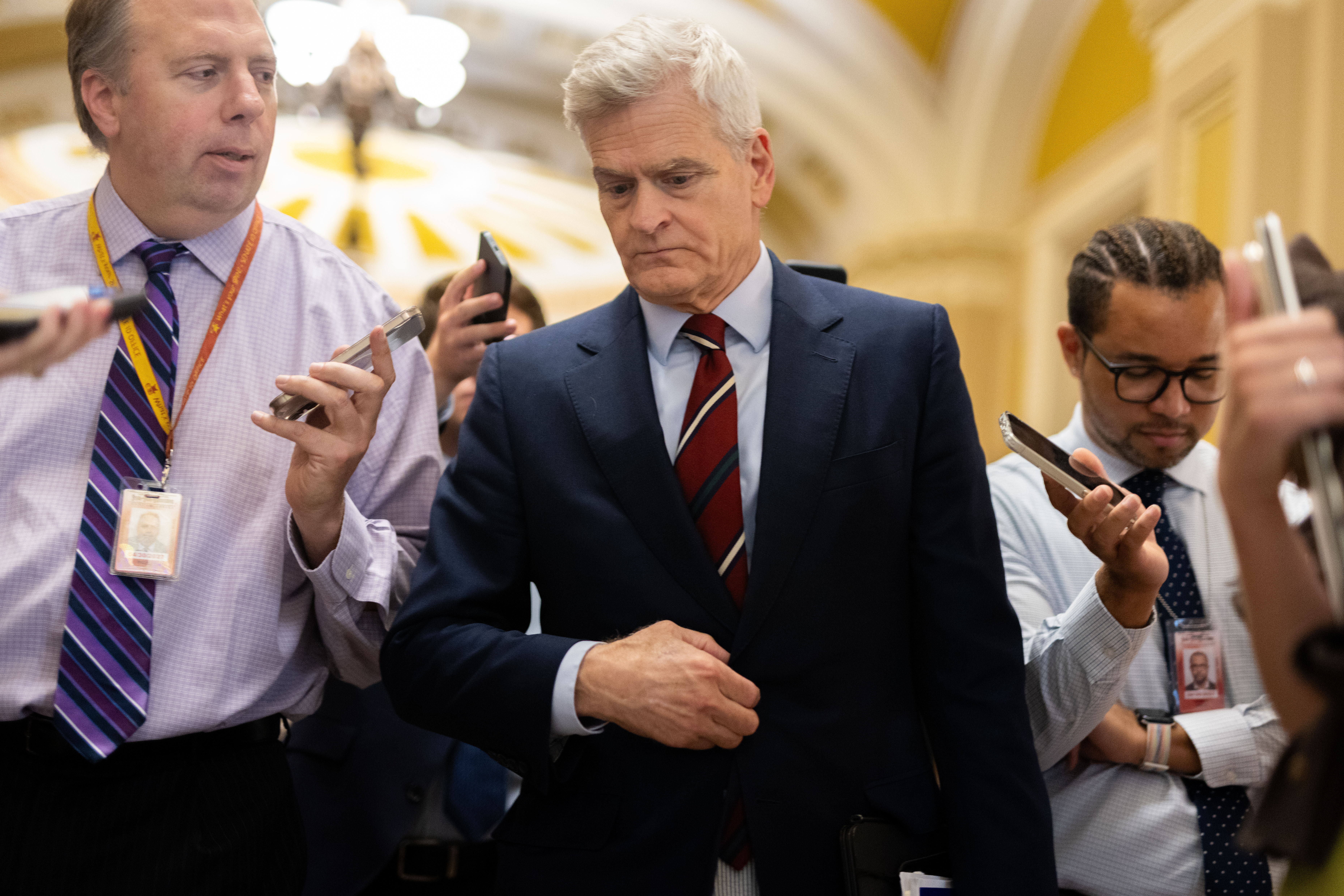 Senator Bill Cassidy (R-LA) talks to reporters at the U.S. Capitol in Washington, DC on July 23, 2026.