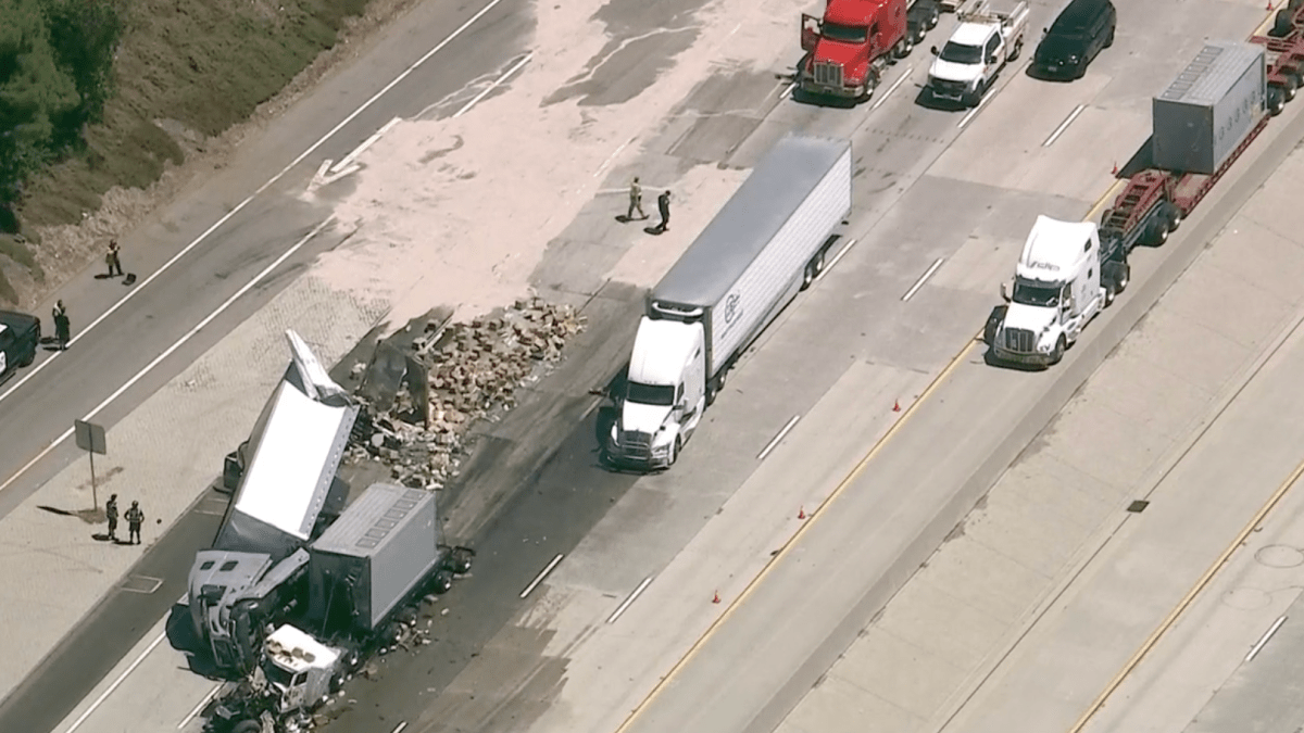 Fiery Big Rig Crash Shuts Down 210 Freeway in La Crescenta