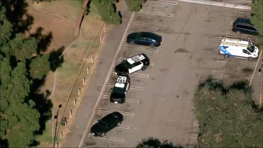 The scene at Sunland Park after the Los Angeles County Sheriff's Department shot a dog on Thursday, Aug. 20, 2026.