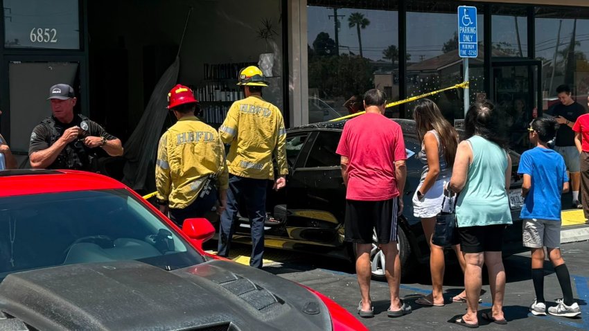 The scene of a crash Wednesday Aug. 12, 2026 in Huntington Beach.