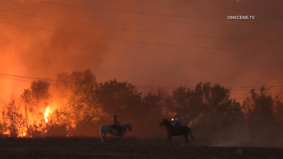 Crews make progress on brush fire in Jurupa Valley