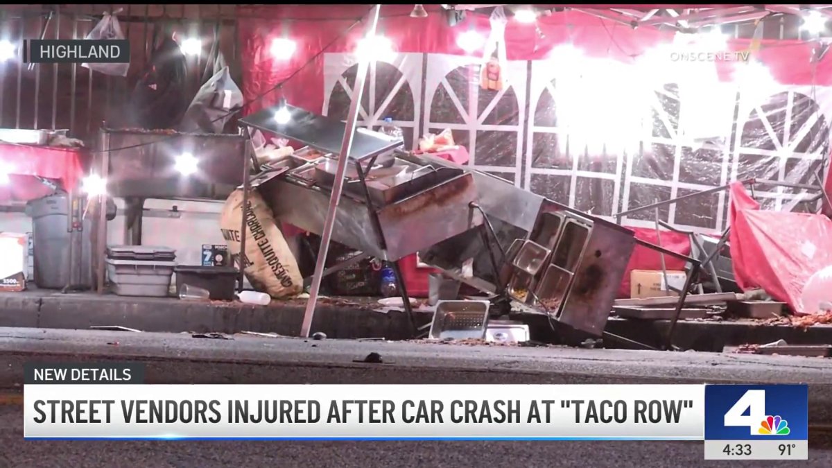 Street vendors injured after car crash at 'Taco Row' in Highland