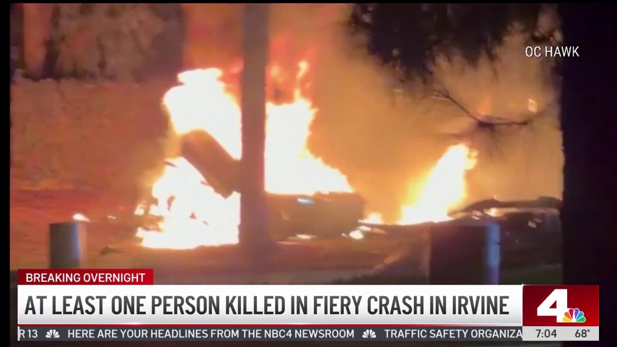 2 found dead inside McLaren after fiery crash in Irvine, police say