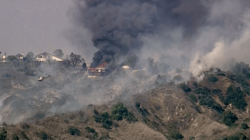 Firefighters responded to a brush fire Monday afternoon in the La Habra Heights area.
