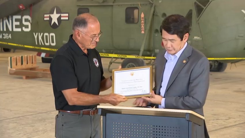 Retired Brig. Gen. Mike Aguilar honored by Congressman Dave Min for Hispanic Heritage Month on Thursday, Sept. 24, 2026.