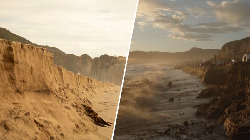 The city of Malibu released these images on its X account, warning beachgoers of potentially dangerous conditions at its beach.