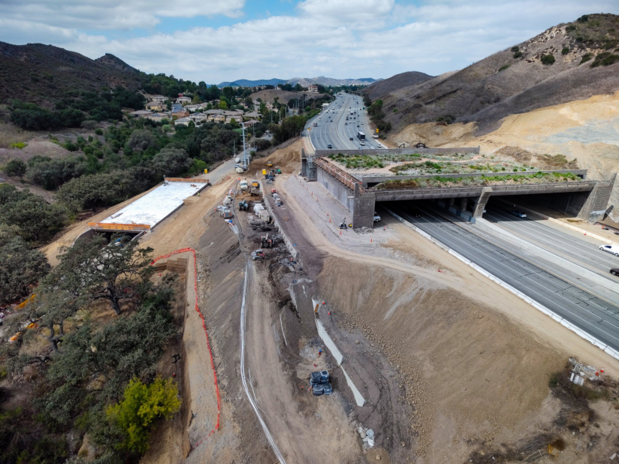 A view of the Wallis Annenberg Wildlife Crossing over the 101 Freeway in Agoura Hills.