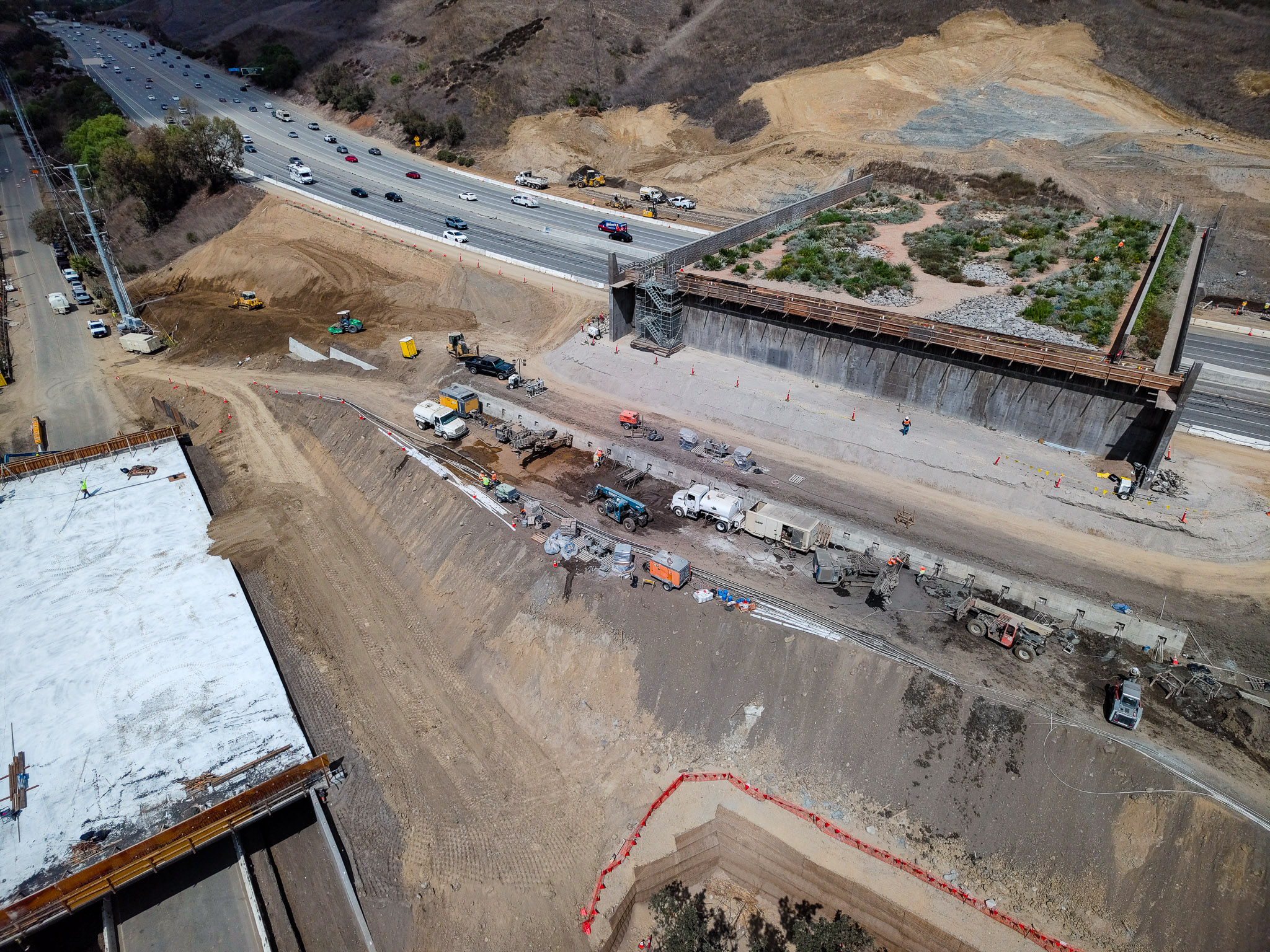 A view of the Wallis Annenberg Wildlife Crossing over the 101 Freeway in Agoura Hills.