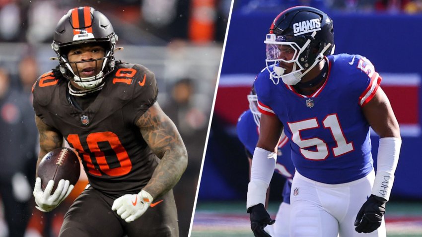 Split image of Browns/Giants