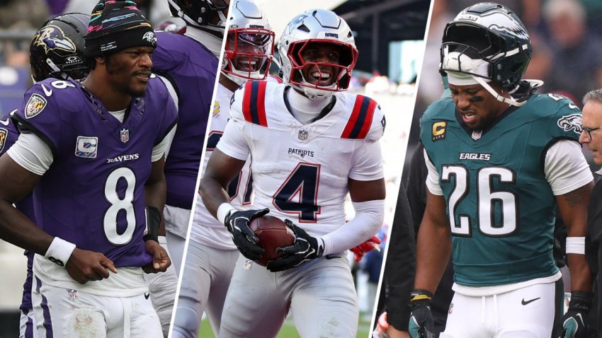 Split image of Lamar Jackson, Craig Woodson and Saquon Barkley