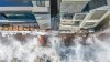 Powerful surf slams Long Beach shoreline