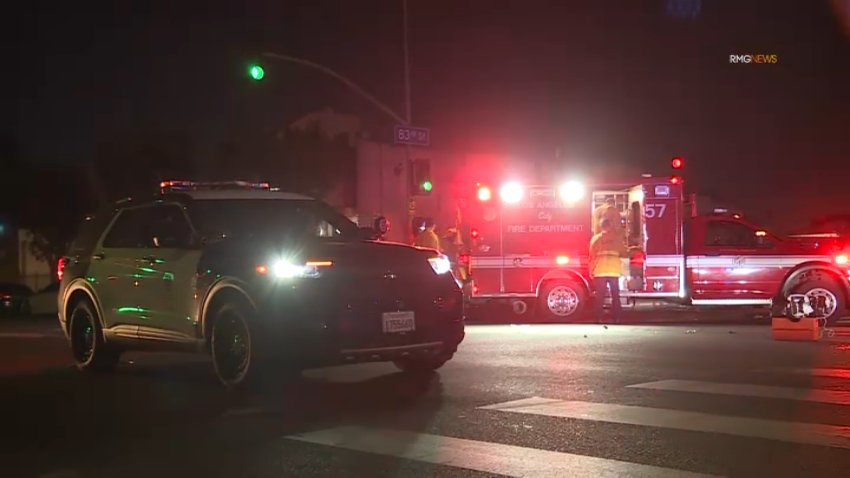 The scene after a deadly hit-and-run crash in South Los Angeles on Friday, Oct. 9, 2026.