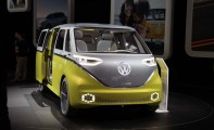 The VW ID Buzz van concept is pictured Wednesday Nov. 29, 2017 at the Los Angeles Auto Show.