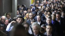 This Nov. 7, 2016, file photo shows commuters arrive to Grand Central Station in Manhattan.