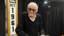 Marvel Comics legend, Stan Lee, presses his handprints in Play Doh at HASCON, the first-ever FANmily™ event from Hasbro, Inc. Friday, Sept. 8, 2017, in Providence, R. I.