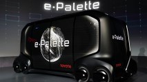 The e-Palette Concept Vehicle, a fully autonomous, battery-electric vehicle with open control interface to allow partner companies to install their own automated driving system, is on display during a press event for CES 2018 at the Mandalay Bay Convention Center on Jan. 8, 2018, in Las Vegas, Nevada. CES, the world
