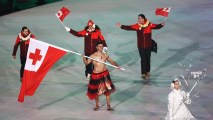 Flag bearer Pita Taufatofua of Tonga leads the team during the Opening Ceremony of the Pyeongchang 2018 Winter Olympic Games at Pyeongchang Olympic Stadium on Feb. 9, 2018, in Pyeongchang-gun, South Korea.