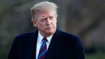 In this Friday, Feb. 8, 2019, file photo President Donald Trump arrives on Marine One on the South Lawn of the White House in Washington.
