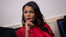 In this Oct. 27, 2017, file photo, former Director of Communications for the White House Public Liaison Office Omarosa Manigault listens during the daily press briefing at the White House in Washington, DC.