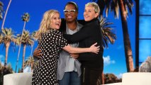 In this photo released by Warner Bros., Oprah Winfrey and Reese Witherspoon appear on a taping of "The Ellen DeGeneres Show."