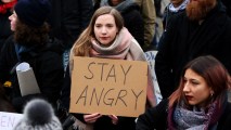 In this January 21, 2018 file photo. activists participate in a demonstration for women