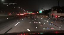 Dashcam video captured soda cans bouncing and rolling across lanes on the 405 Freeway Thursday Dec. 28, 2017 in the Seal Beach area. Authorities said it
