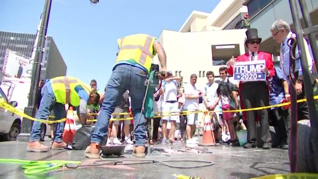 [LA] Crews Clean Up Damage From Trump Walk of Fame Star Vandalism