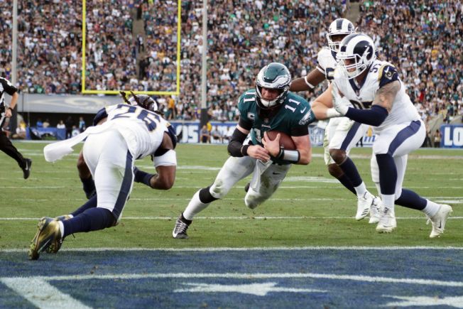 Carson Wentz rebounds from early interception as Eagles tie Rams Carson Wentz rebounds from early interception as Eagles tie Rams