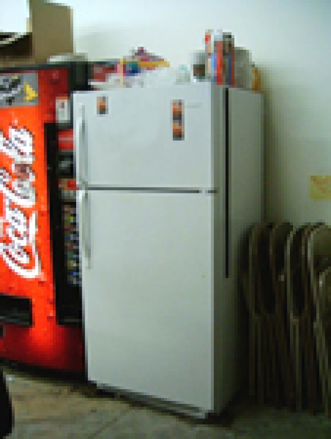Steve & Barry's Liquidating Everything But Kitchen Sink: The break room refrigerator is...
