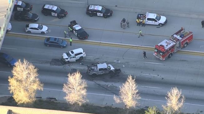 One Killed, Four Hurt, in Apparent Wrong-Way Crash on 210 Freeway